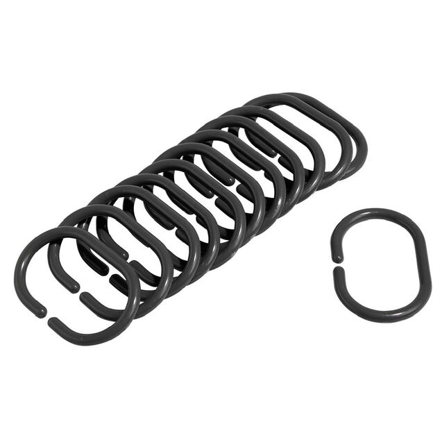 Anneau de douche forme ovale plastique noir x12