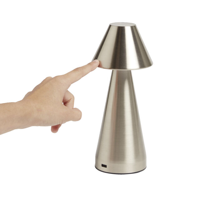 Lampe de table Conni USB tactile grise Ø9,5xH22,5cm