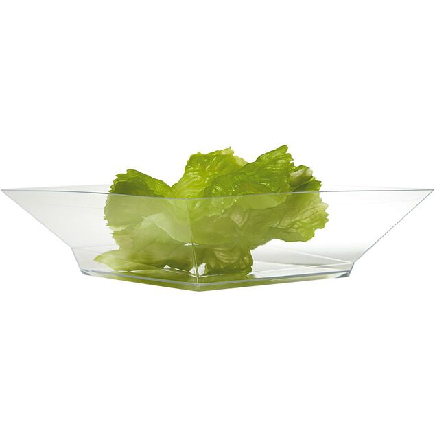 Saladier plastique carr&eacute; transparent 22x22xH6,2 cm x12