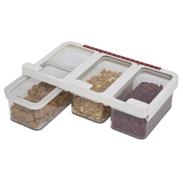 Bo&icirc;te alimentaire 3en1 &agrave; fixer sur &eacute;tag&egrave;re L33x19xH11cm