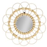 Miroir soleil rosace rond rotin et osier &Oslash;30cm