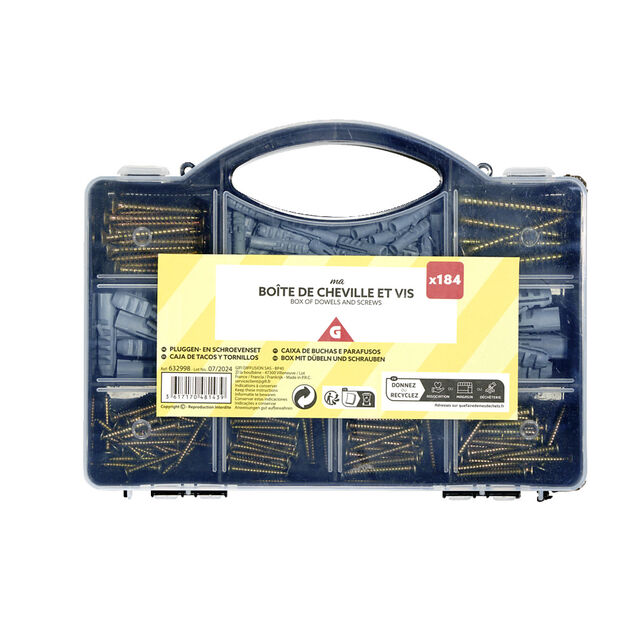 Boîte de 184 pièces de chevilles et vis
