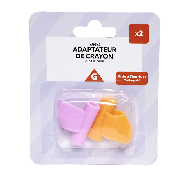 Adaptateur de crayon ou stylo pour bon positionnement doigt 2 pi&egrave;ces