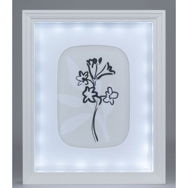 Cadre LED d&eacute;co fleur croquis noir 20xH25cm (2 mod&egrave;les)