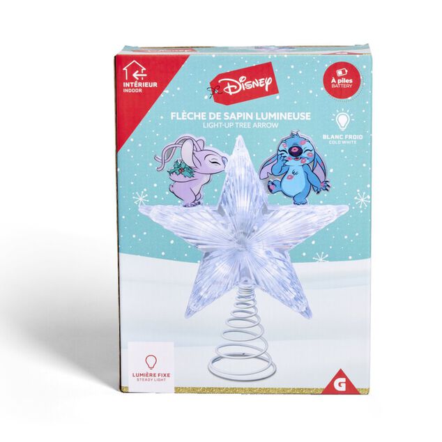 Cimier lumineux Disney Stitch &eacute;toile de sapin H24 cm