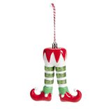 Décoration à suspendre jambes de lutin de Noël 11x3,5xH11cm