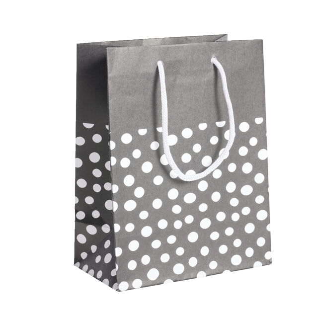 Sac cadeau kraft noir à pois blancs - Taille M