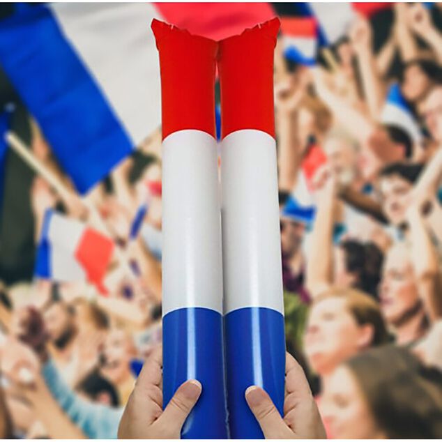 B&acirc;tonnet clap clap Cocorico x2 bleu blanc rouge L60cm