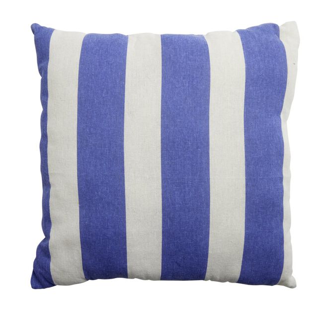 Coussin carré déperlant bayadère bleu et blanc 40x40cm