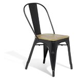 Chaise de jardin Fabrik acacia naturel et m&eacute;tal noir 51,5x44xH82,5 cm