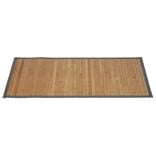 Tapis de salle de bain bambou marron &agrave; bordure grise