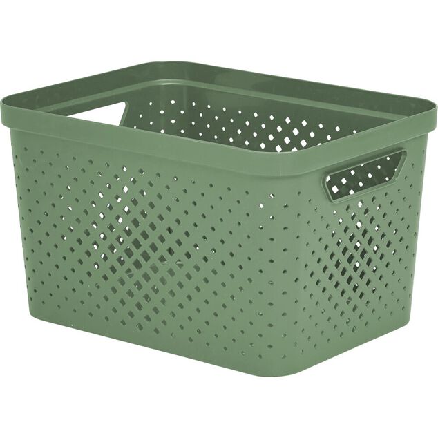Panier de rangement plastique vert 35x26,5xH21cm