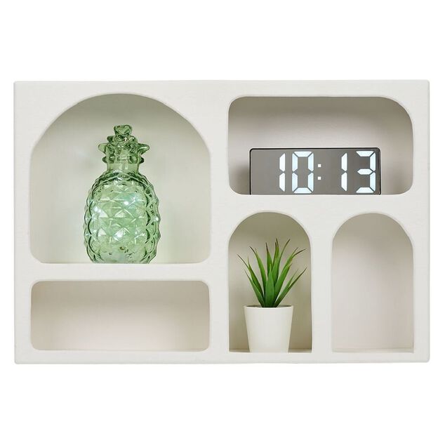 &Eacute;tag&egrave;re 5 niches bois blanc 50x9xH34cm