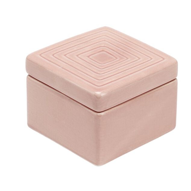 Bo&icirc;te carr&eacute;e c&eacute;ramique rose 11x11x8cm