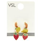 Boucles d'oreilles forme fruit 3 paires banane/orange/fraise