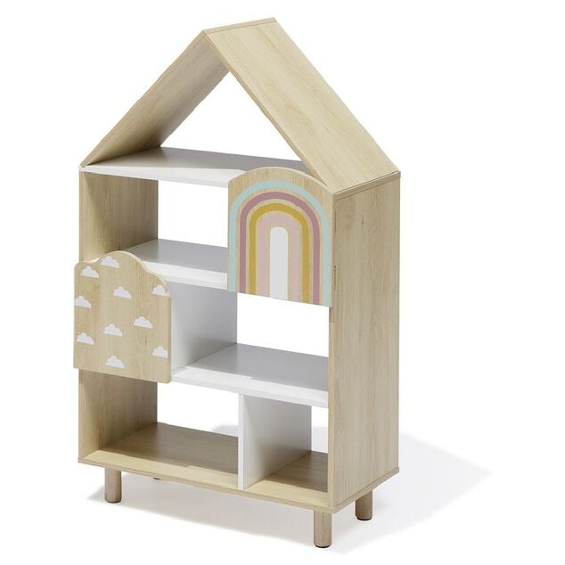 &Eacute;tag&egrave;re enfant 7 cases design nuage arc en ciel - L60,5xP30xH100 cm