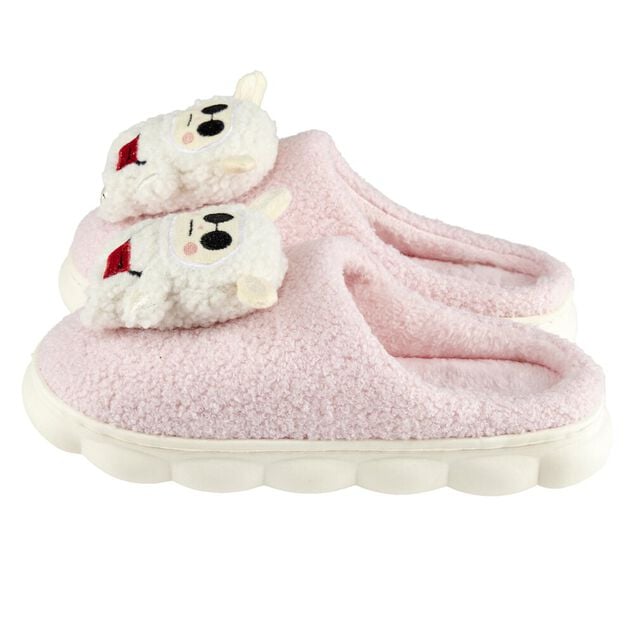 Chaussons Gromimis peluche mouton blanc et rose L30cm