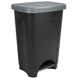 Poubelle &agrave; p&eacute;dale 50 L noir et gris