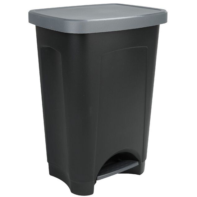 Poubelle &agrave; p&eacute;dale 50 L noir et gris