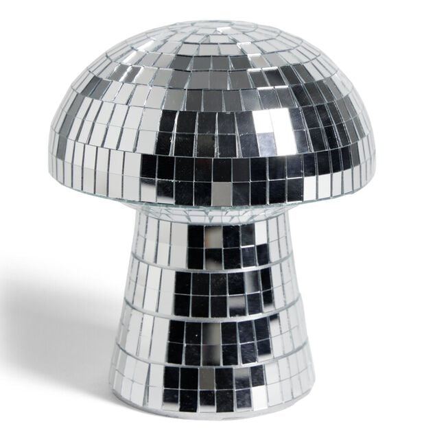 Champignon disco en plastique argent&eacute; &Oslash;16xH17,5cm