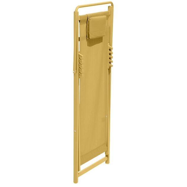 Chilienne Oxford pliante avec t&ecirc;ti&egrave;re textil&egrave;ne jaune 61x100xH92cm