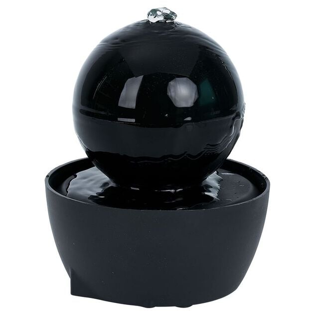 Fontaine d'int&eacute;rieur ronde lumineuse &agrave; piles noir &Oslash;12xH14cm