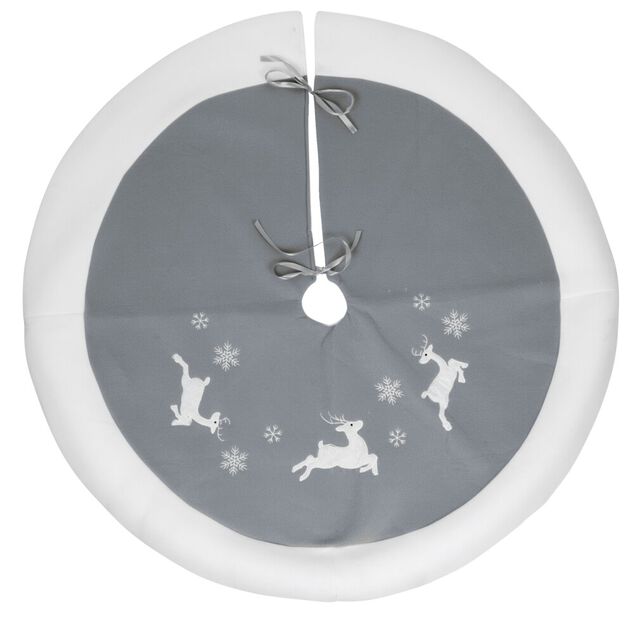 Tour de sapin gris rennes et flocons