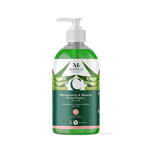 Shampoing et douche dermatologique aloe vera bio Mességué 1L