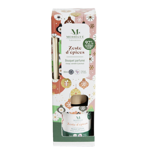 Diffuseur &agrave; b&acirc;tonnets 80ml Mess&eacute;gu&eacute; bouquet parfum&eacute; zeste d'&eacute;pices