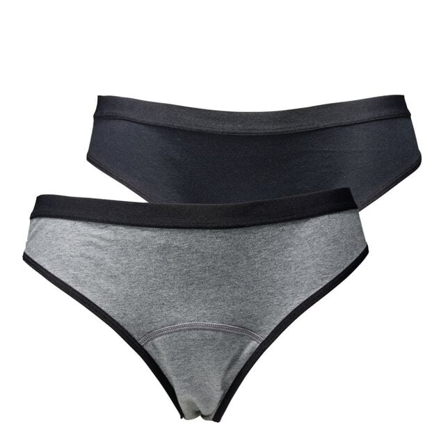 Culotte menstruelle x3 coton gris et noir S/M/L/XL