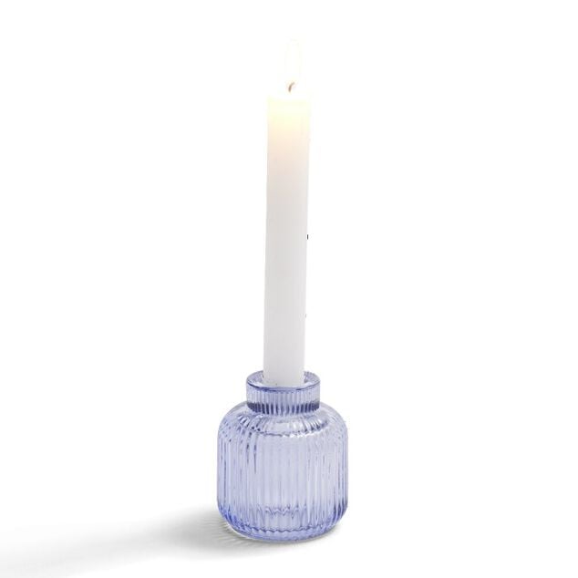 Bougeoir verre double usage bleu &Oslash;7xH8,5cm