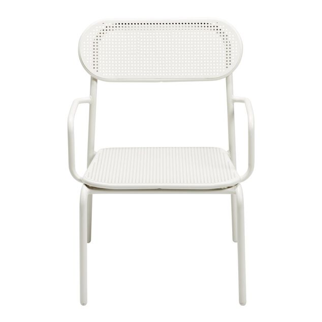 Chaise de jardin basse Faro m&eacute;tal gris clair 56,5x55xh75cm