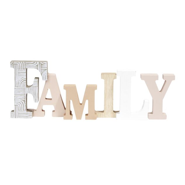 D&eacute;coration mot FAMILY en bois L49xH14cm