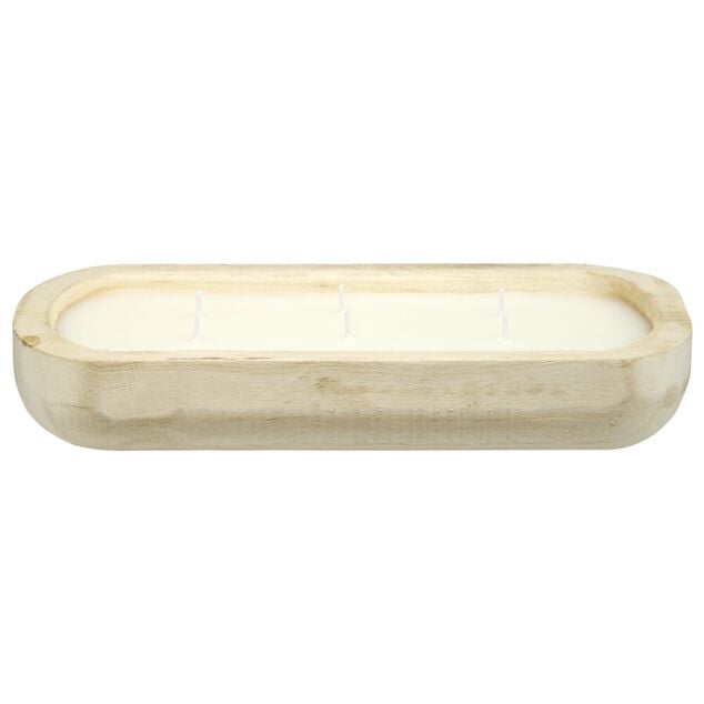 Bougie dans pot en bois grand mod&egrave;le 30x14xH5,5cm