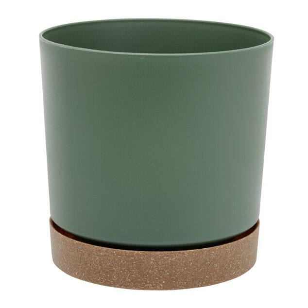 Pot tubo plastique vert et marron &Oslash;13xH13cm