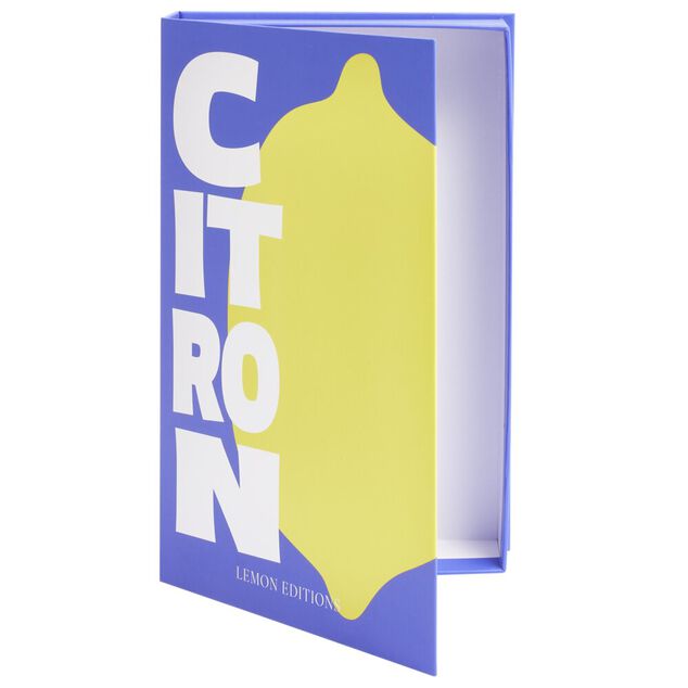 Bo&icirc;te de rangement forme livre motif et inscription citron 27x17x4cm