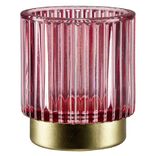 Photophore rond en verre stri&eacute; color&eacute; &Oslash;7xH8cm (3 mod&egrave;les)