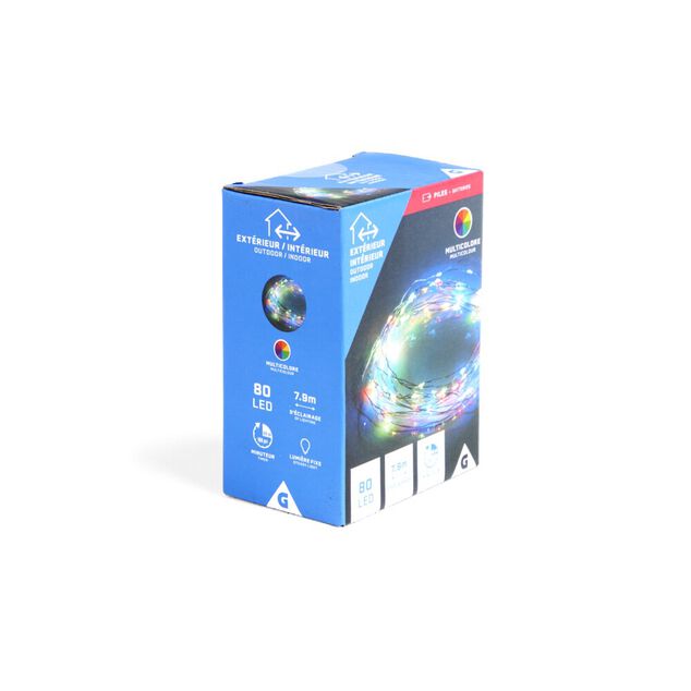 Guirlande fil en cuivre 80LED multicolores 7,9m