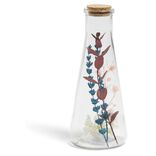 Fleur s&eacute;ch&eacute;e dans verre bouchon li&egrave;ge &Oslash;8xH19cm