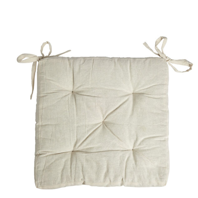 Galette de chaise matelass&eacute;e en coton beige 40x40cm