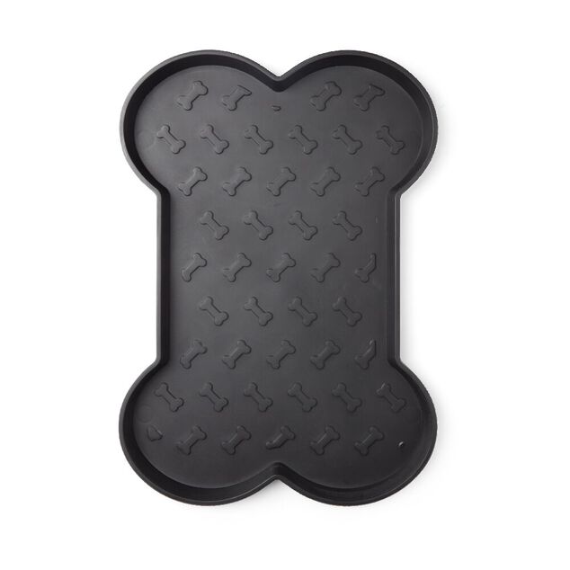 Dessous de gamelle pour chien en plastique gris - 47x32xH2 cm