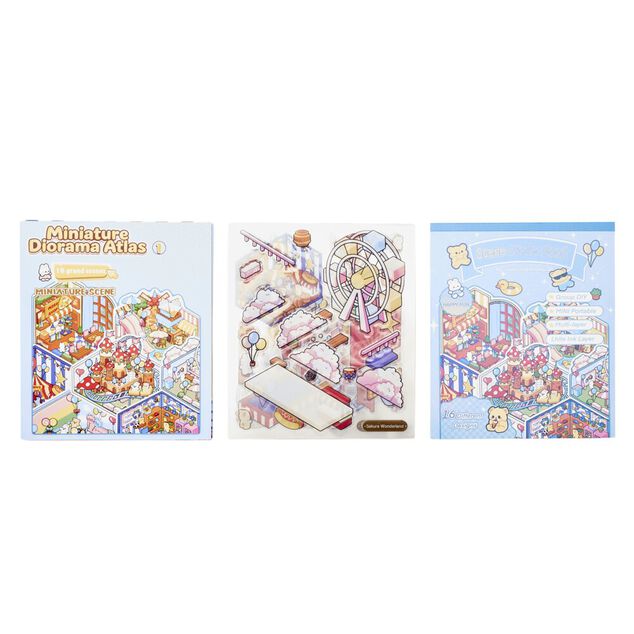 Livre stickers 3D paysage miniature 16 pages 13x15cm (4 mod&egrave;les)
