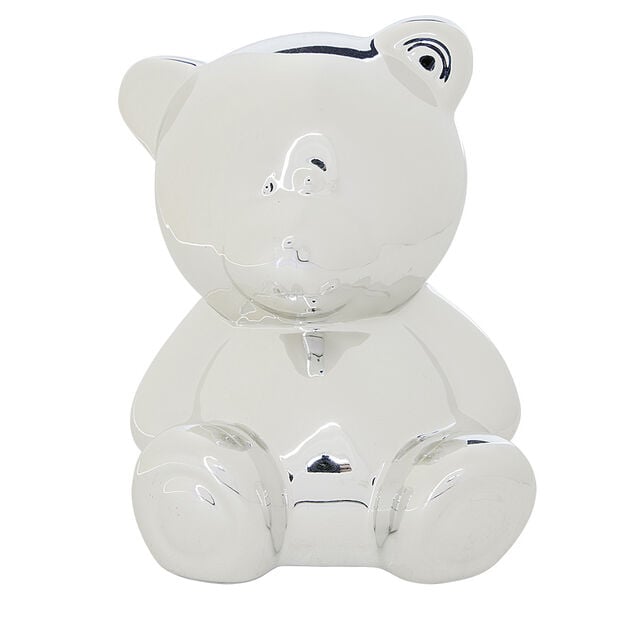 Tirelire forme ours métallisé en céramique H10,5cm