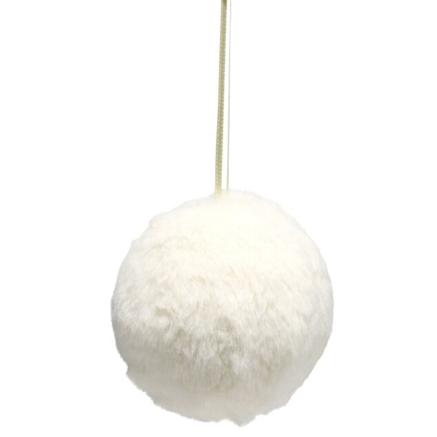 Boule de Noel effet fourrure &agrave; suspendre &Oslash;8cm (3 mod&egrave;les)