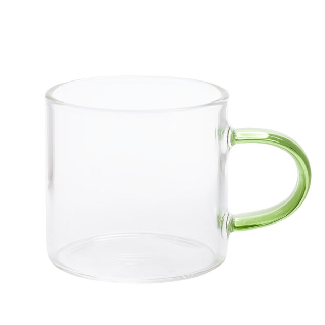 Tasse à café x4 en verre anse colorée Ø5xH5cm
