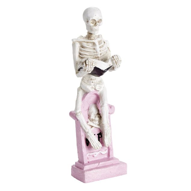 D&eacute;coration &agrave; poser Halloween squelette sur tombe H21,5cm (2 mod&egrave;les)