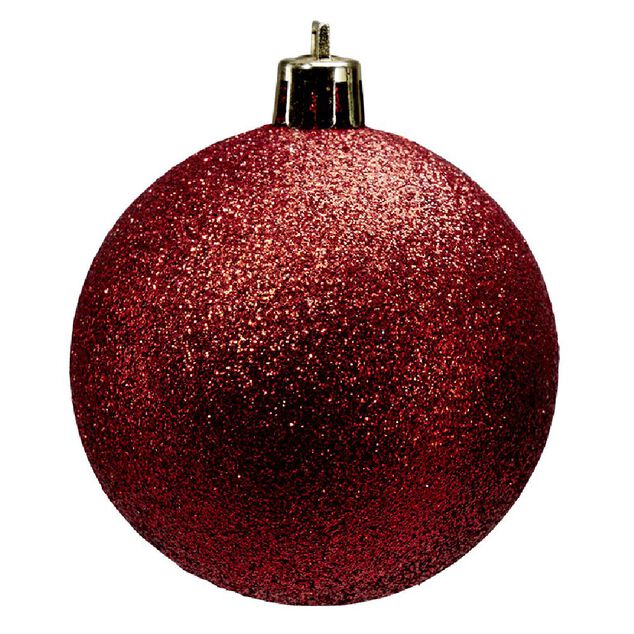 Boule de Noël pailletée rouges Ø6cm x6