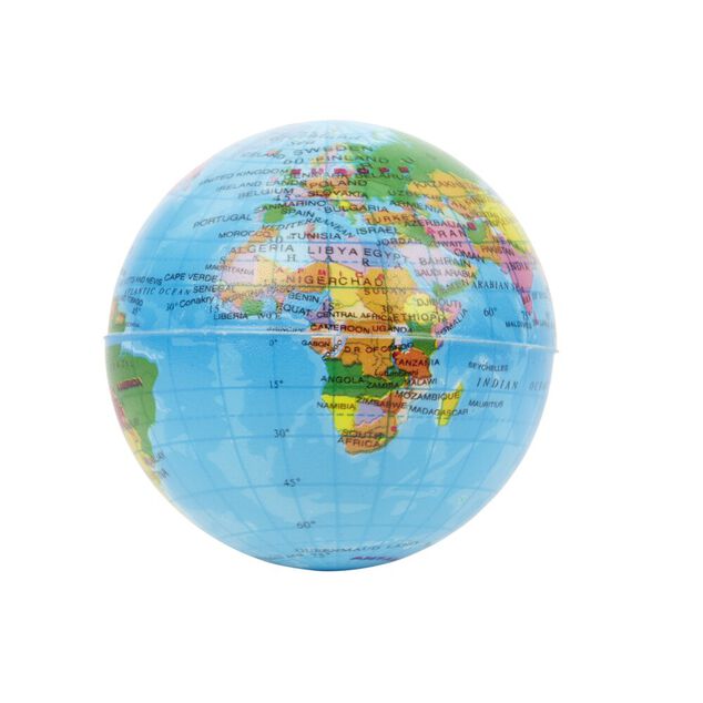 Balle anti stress globe terrestre