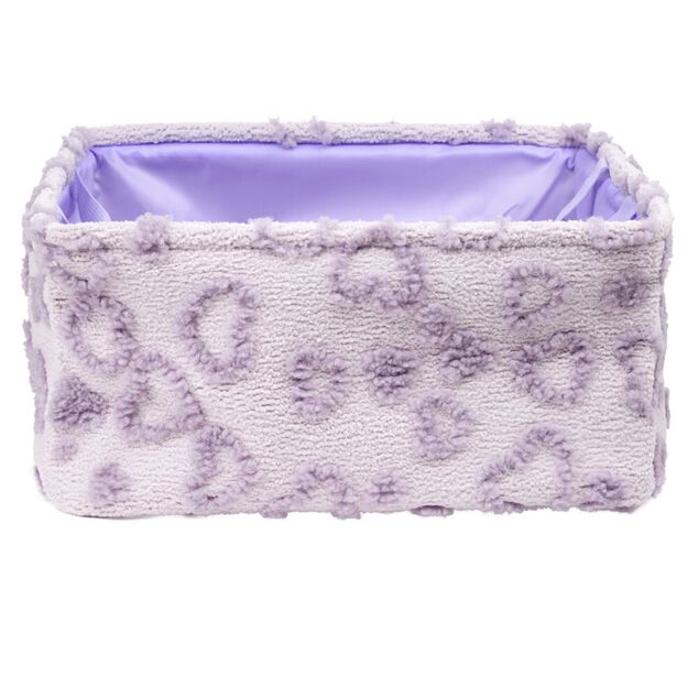 Pani&egrave;re de rangement rectangulaire souple motif relief coeur 40x32xH20cm (2 mod&egrave;les)