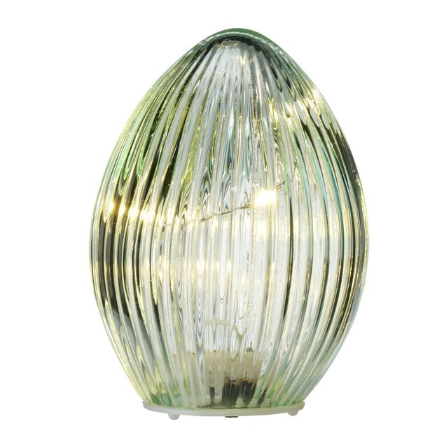 oeuf d&eacute;coratif lumineux &agrave; LED en verre &Oslash;7,5xH10cm (4 mod&egrave;les)